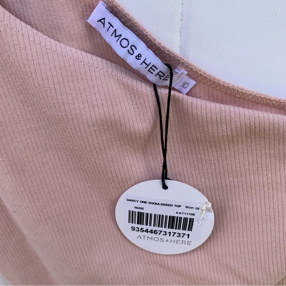 🎯 BNWT Atmos & Here one shoulder ribbed top size 10 - Picture 5 of 5